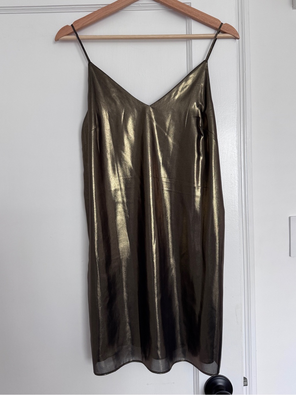 Wilfred Metallic Olive-Gold Slip Dress